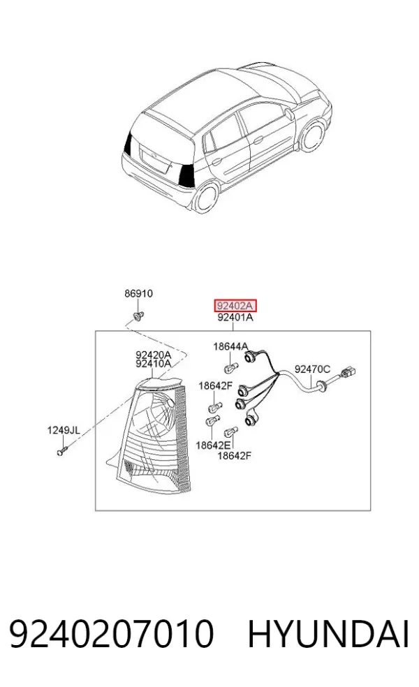 Piloto trasero derecho 9240207010 Hyundai/Kia