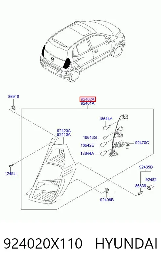 Piloto trasero derecho 924020X110 Hyundai/Kia