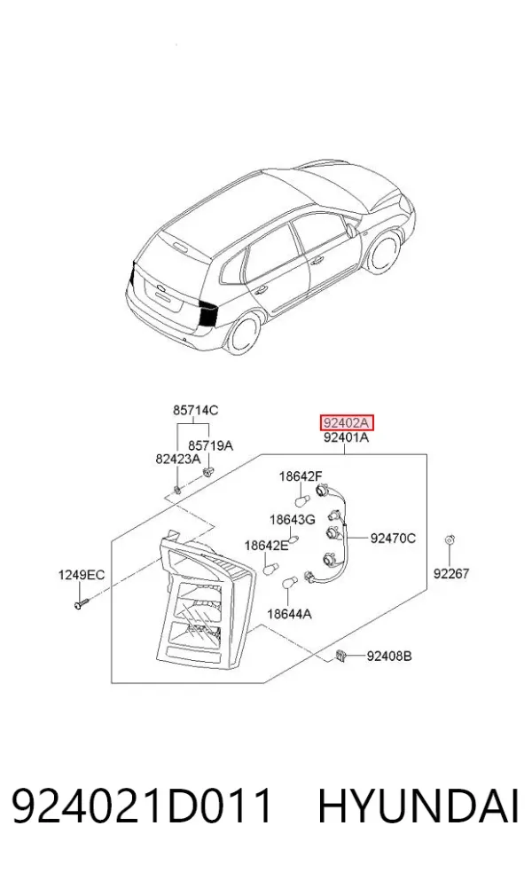 Piloto trasero derecho 924021D011 Hyundai/Kia