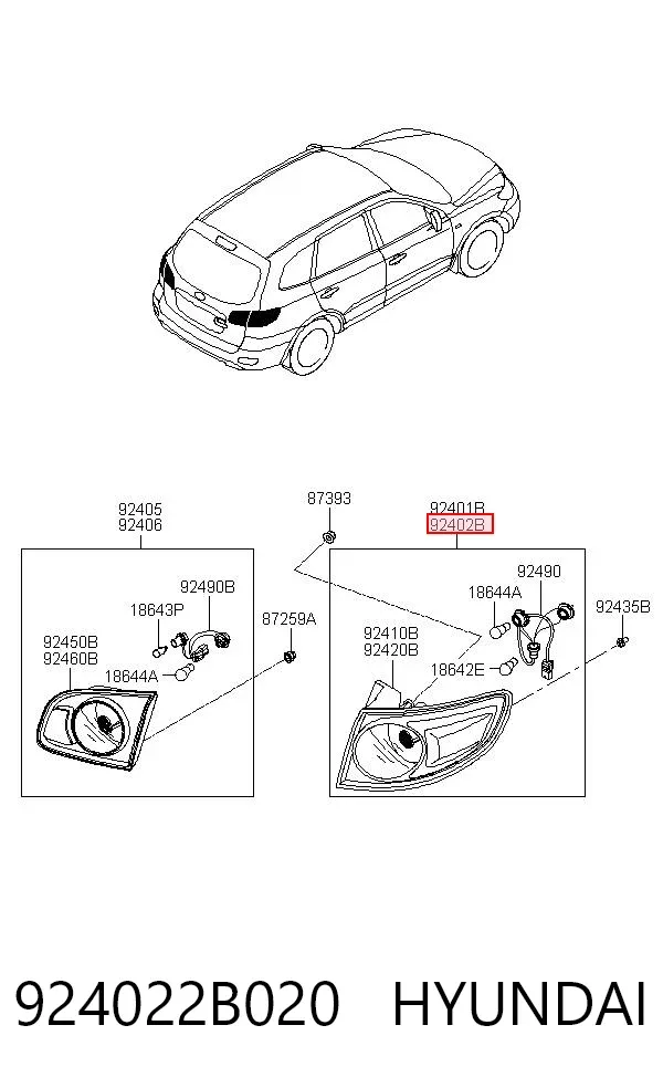 Piloto trasero exterior derecho 924022B020 Hyundai/Kia