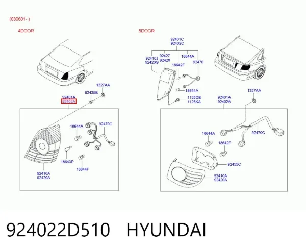 Piloto trasero derecho 924022D510 Hyundai/Kia