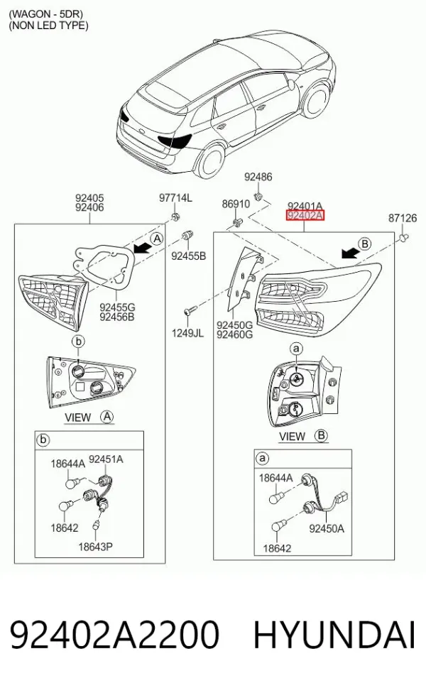 Piloto trasero exterior derecho 92402A2200 Hyundai/Kia