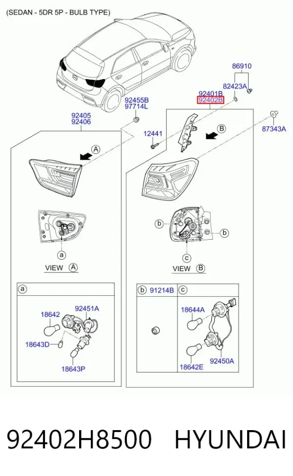 Piloto trasero exterior derecho 92402H8500 Hyundai/Kia