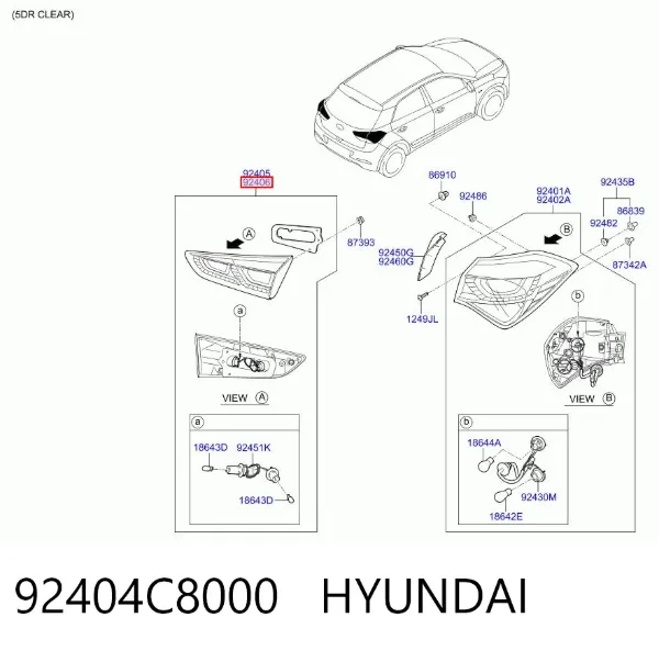 Piloto trasero interior derecho 92404C8000 Hyundai/Kia