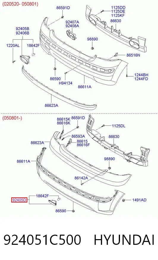 Luz antiniebla trasera 924051C500 Hyundai/Kia