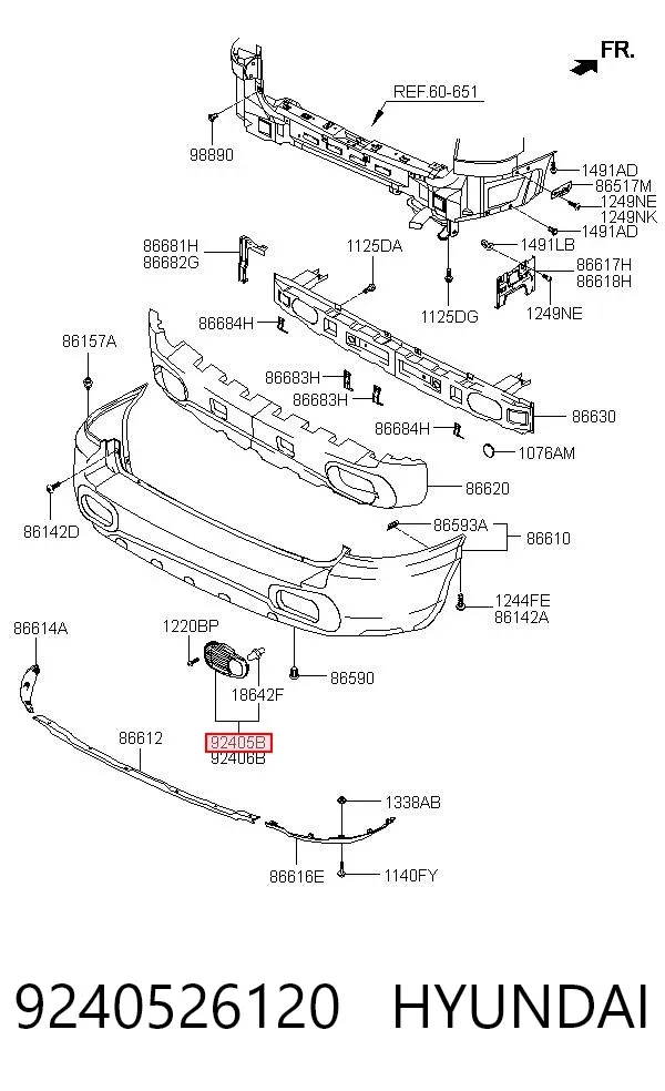 Luz antiniebla trasera izquierda 9240526120 Hyundai/Kia