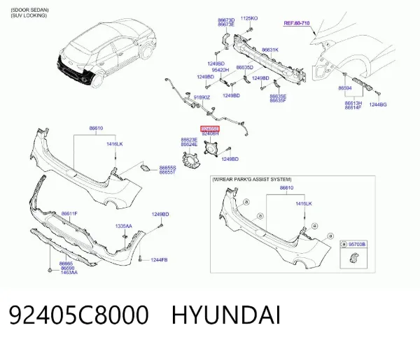 Luz antiniebla trasera izquierda 92405C8000 Hyundai/Kia