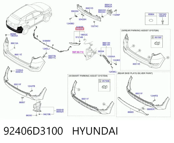 Luz antiniebla trasera derecha 92406D3100 Hyundai/Kia