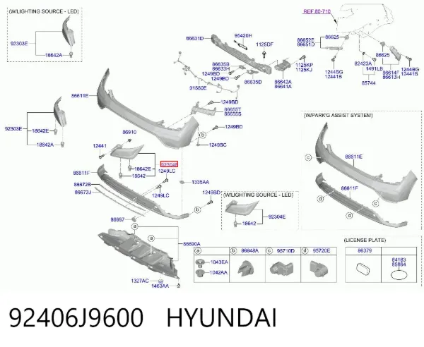 Luz trasera de parachoques derecha 92406J9600 Hyundai/Kia