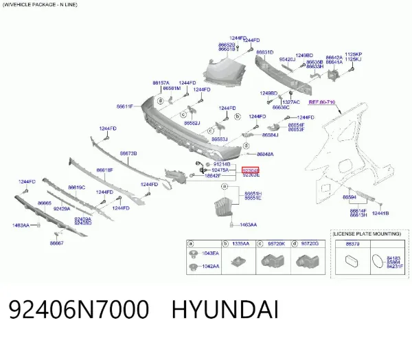 Luz antiniebla trasera derecha 92406N7000 Hyundai/Kia