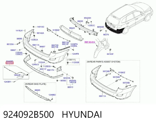 Luz antiniebla trasera derecha 924092B500 Hyundai/Kia