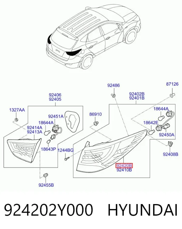 Piloto trasero exterior derecho 924202Y000 Hyundai/Kia