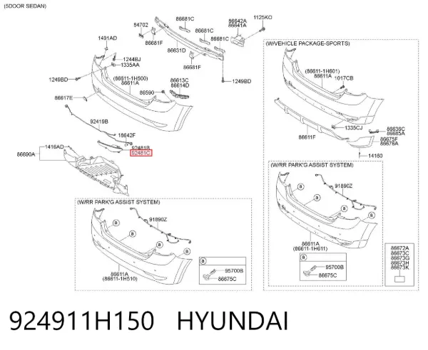 Luz antiniebla trasera derecha 924911H150 Hyundai/Kia