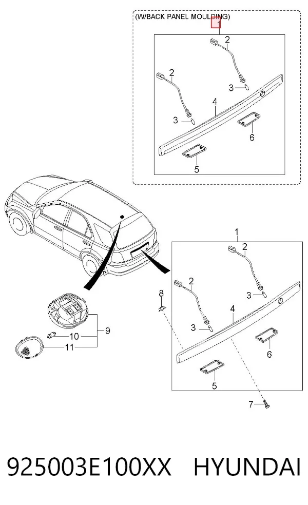 Luz matricula 925003E100XX Hyundai/Kia