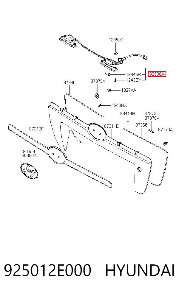Luz matricula 925012E000 Hyundai/Kia