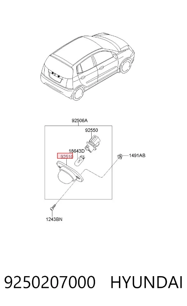 Luz matricula 9250207000 Hyundai/Kia