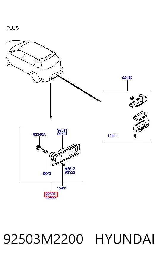 Luz antiniebla trasera izquierda 92503M2200 Hyundai/Kia
