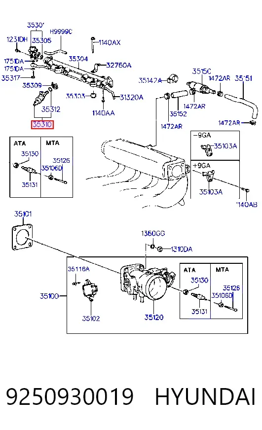 Inyector 9250930019 Hyundai/Kia