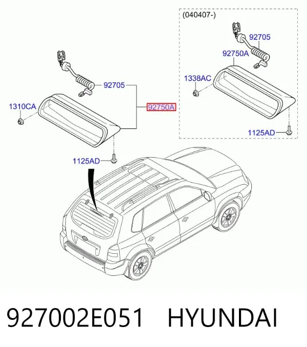Tercera luz de freno 927002E051 Hyundai/Kia