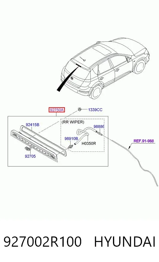 Tercera luz de freno 927002R100 Hyundai/Kia