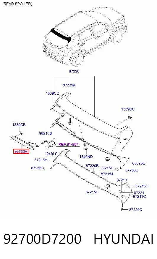 Tercera luz de freno 92700D7200 Hyundai/Kia