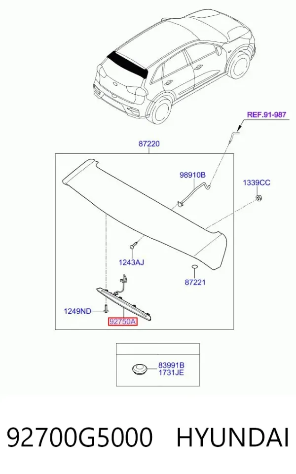 Tercera luz de freno 92700G5000 Hyundai/Kia
