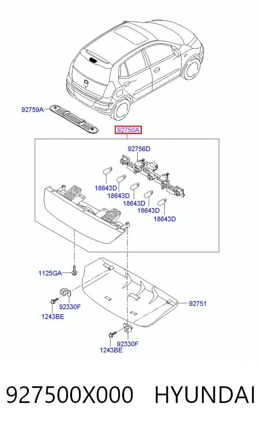 Tercera luz de freno 927500X000 Hyundai/Kia