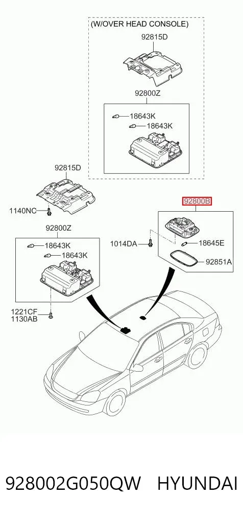 Luz de techo interior (cabina) 928002G050QW Hyundai/Kia