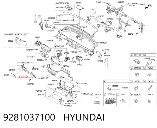 Difusor de luz interior (cabina) 9281037100 Hyundai/Kia