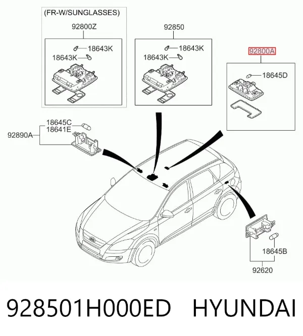 Luz interior trasera 928501H000ED Hyundai/Kia