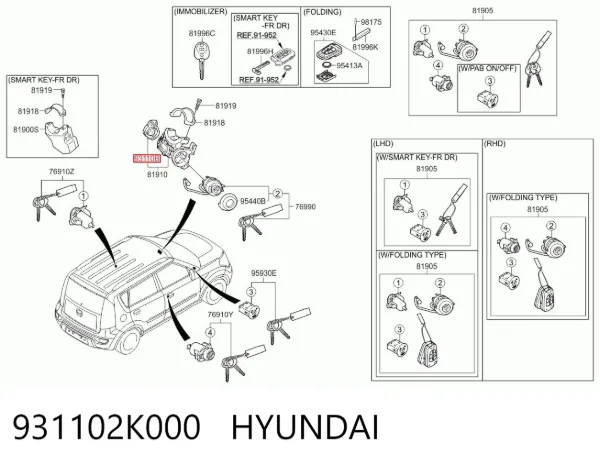 Conmutador de arranque 931102K000 Hyundai/Kia