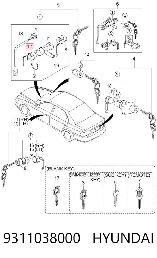 Conmutador de arranque Hyundai Sonata IV