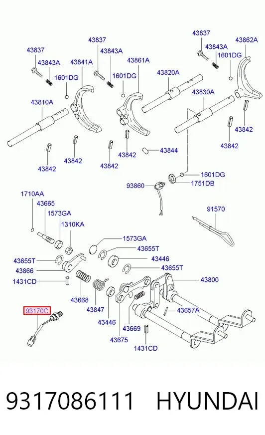 Sensor de marcha atrás 9317086111 Hyundai/Kia