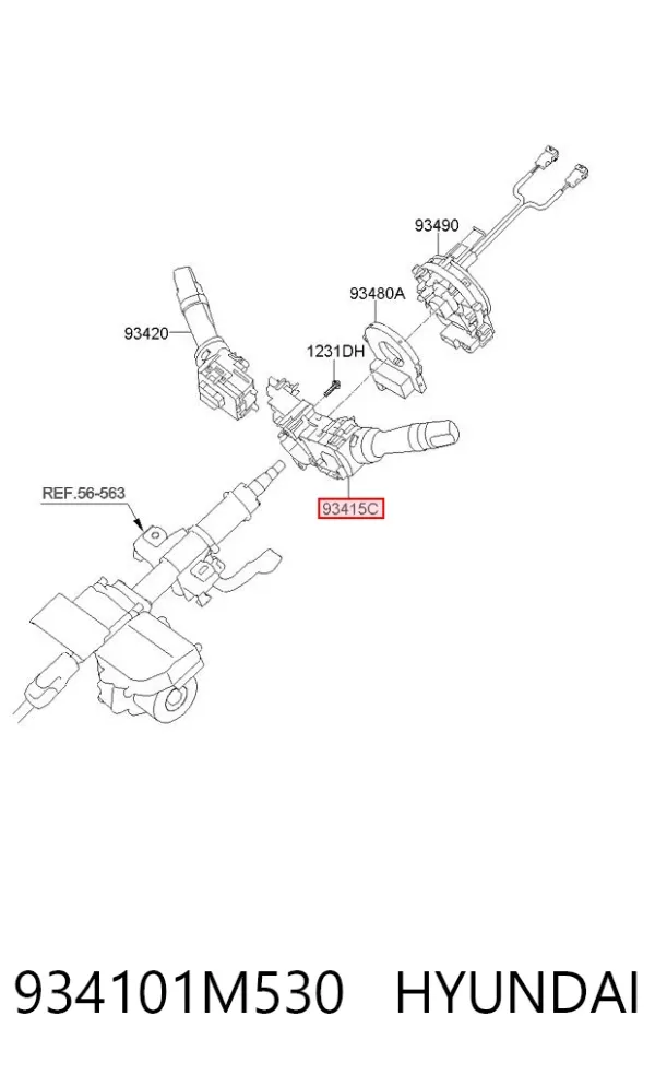 Conmutador izquierdo de la columna de dirección 934101M530 Hyundai/Kia