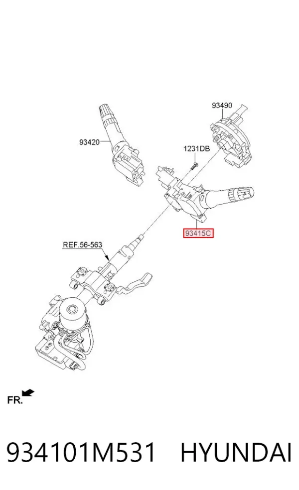 Conmutador izquierdo de la columna de dirección 934101M531 Hyundai/Kia