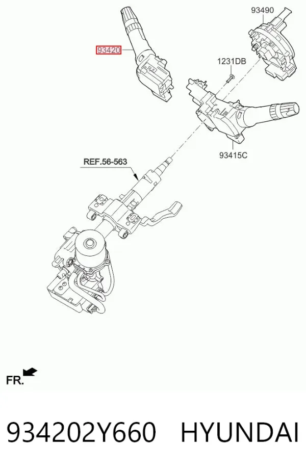 Conmutador derecho de la columna de dirección 934202Y660 Hyundai/Kia