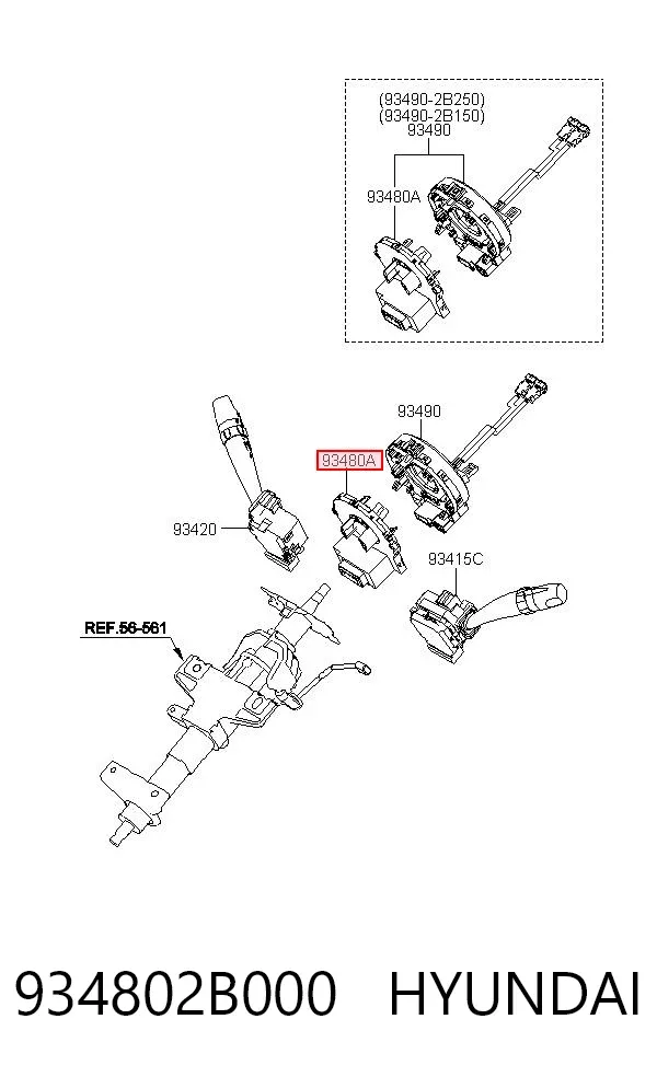 Sensor angulo de giro 934802B000 Hyundai/Kia