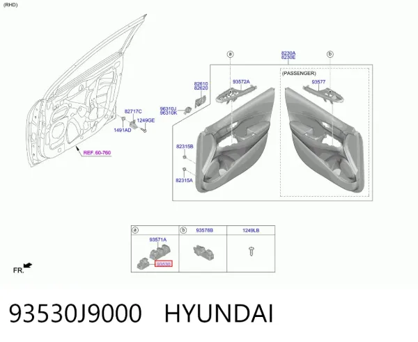 Módulo de espejos retrovisores en la puerta 93530J9000 Hyundai/Kia