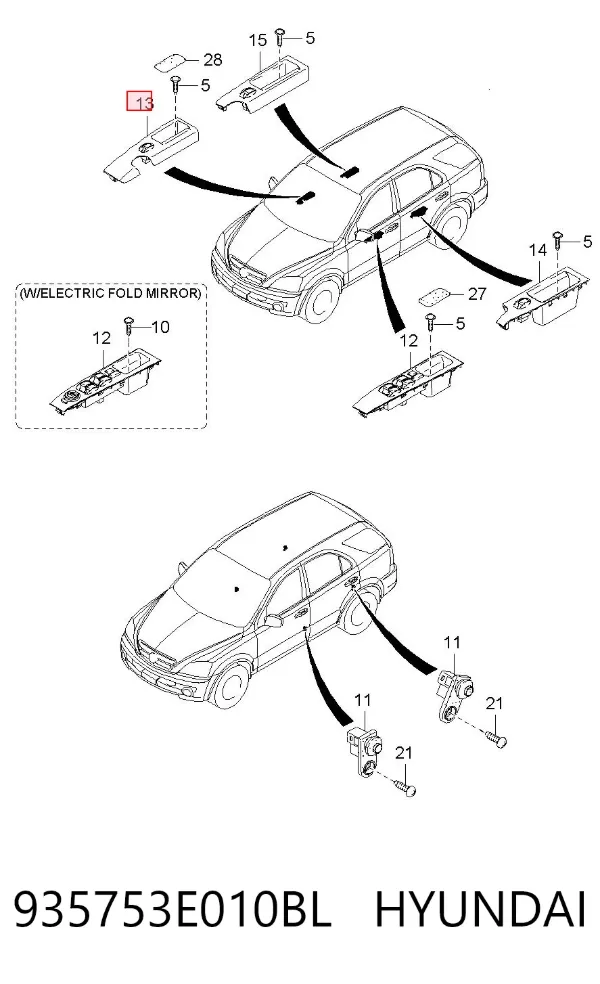 Unidad de control de elevalunas delantero derecho 935753E010BL Hyundai/Kia