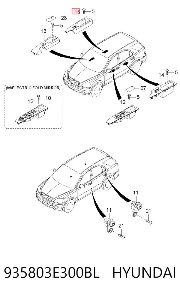 Módulo de control del elevalunas trasero derecho 935803E300BL Hyundai/Kia