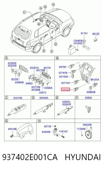 Interruptor de las luces antiniebla HYUNDAI 937402E001CA