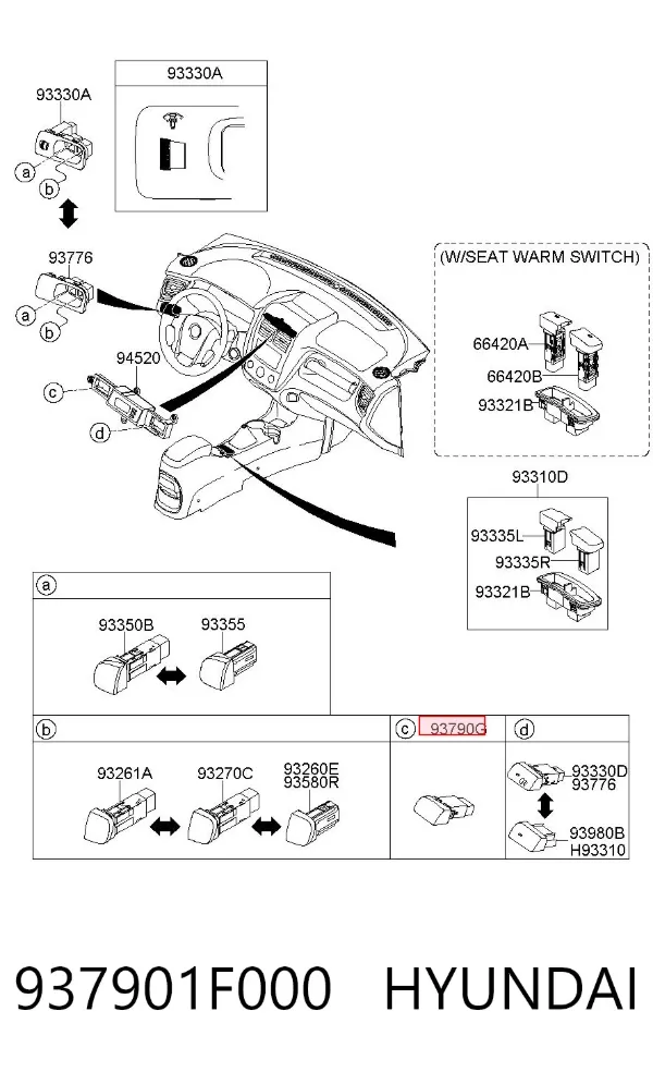 Boton warning 937901F000 Hyundai/Kia