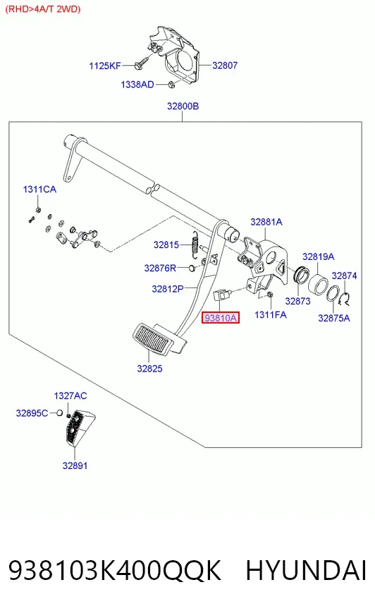 Interruptor de luz de freno 938103K400QQK Hyundai/Kia