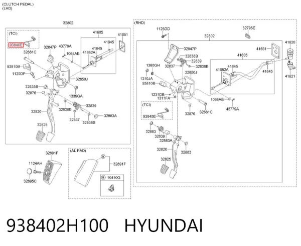 Interruptor de fin de carrera del cilindro de encendido 938402H100 Hyundai/Kia