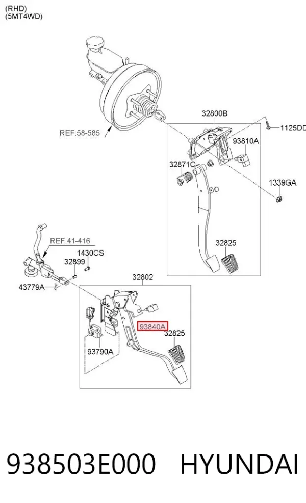 Interruptor de embrague 938503E000 Hyundai/Kia