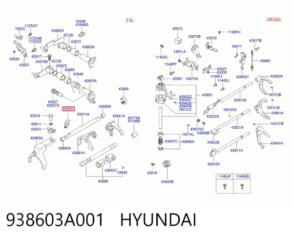 Sensor de marcha atrás 938603A001 Hyundai/Kia