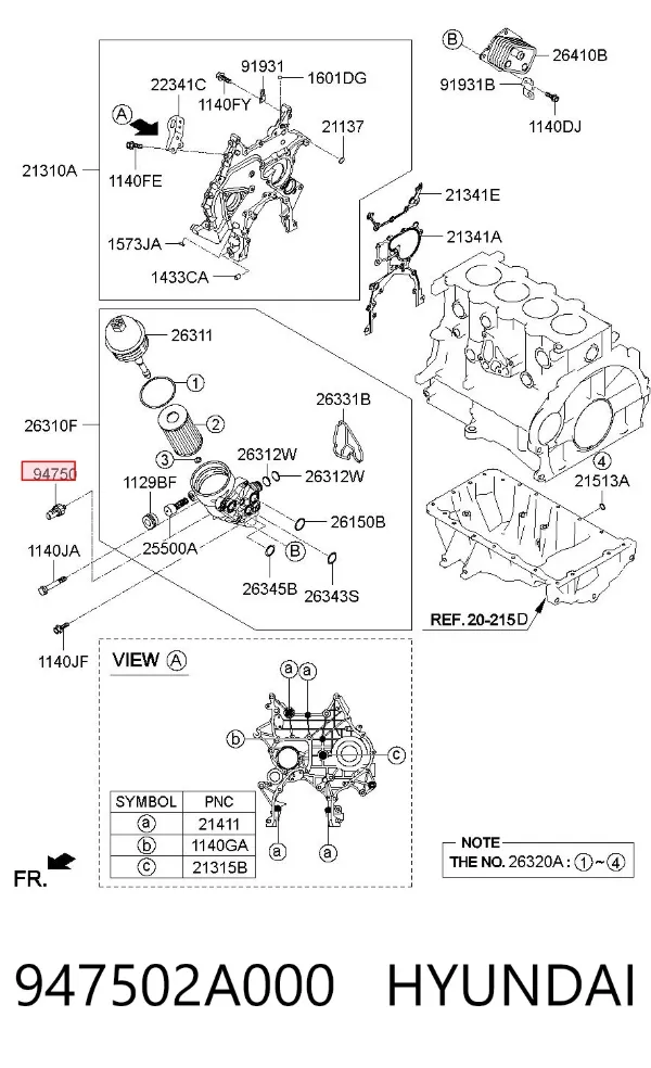 Sensor de presión de aceite 947502A000 Hyundai/Kia