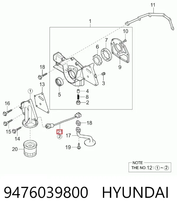 Sensor de presión de aceite 9476039800 Hyundai/Kia