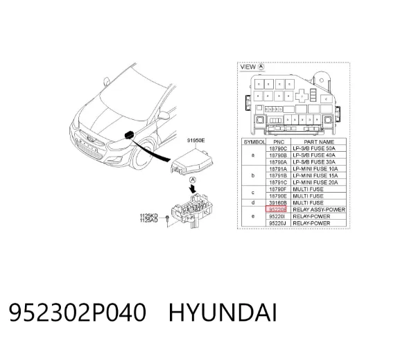 Relé eléctrico multifuncional 952302P040 Hyundai/Kia