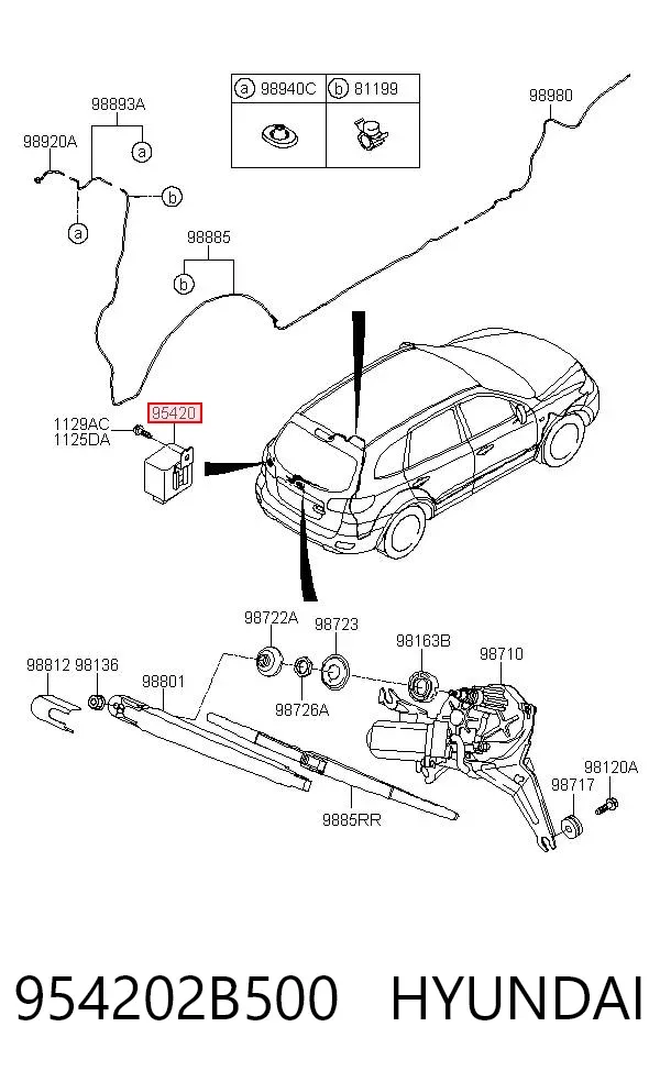 Relé de intermitencia del limpiaparabrisas 954202B500 Hyundai/Kia
